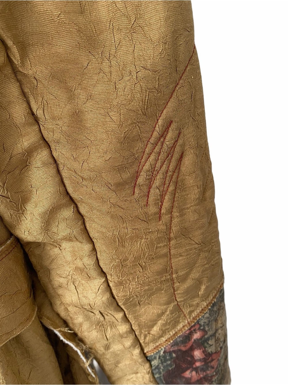 Scissors Paper Rock Vintage Boho Patchwork Trench Coat Tan Embellished Medium - Picture 2 of 11
